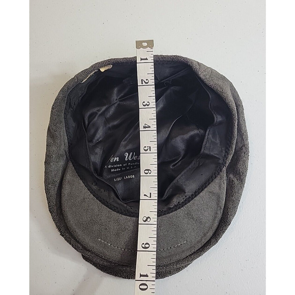 Pen West Gray Suede Made in USA Flat Driving Cabbie Newsboy Hat Men's Size Large - Picture 8 of 8